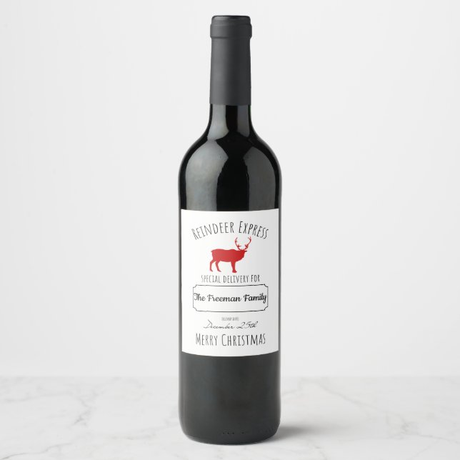 Rótulo De Garrafa De Cerveja Expresso de Rótulo de Vinho de Natal Personalizado (Frente)