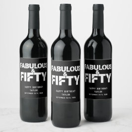 Rótulo De Garrafa De Cerveja Fabuloso e Cinquenta Aniversário Bold Script Perso