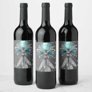 Rótulo De Garrafa De Cerveja Fada Surrealista Pintada Luzes Turquesa