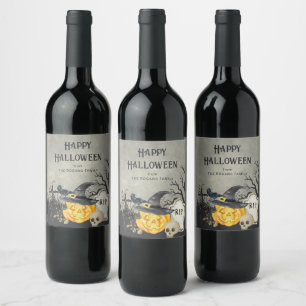 Rótulo De Garrafa De Cerveja Fantasias Assustadoras e Coquetéis de Halloween