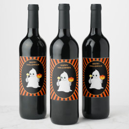 Rótulo De Garrafa De Cerveja Fantasma e abóbora do Halloween