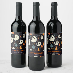 Rótulo De Garrafa De Cerveja Fantasmas Coloridos Personalizados Felizes Hallowe