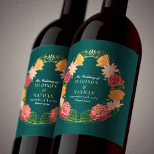 Rótulo De Garrafa De Cerveja Fantasy Encantado Casamento Floral Garden