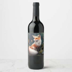 Rótulo De Garrafa De Cerveja Fantasy Fox Nature Art