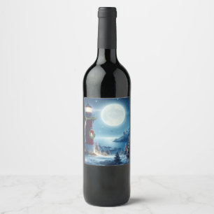 Rótulo De Garrafa De Cerveja Farol de Natal náutico