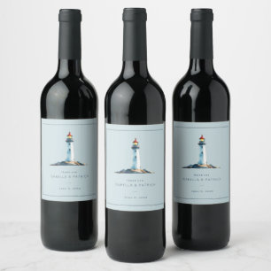 Rótulo De Garrafa De Cerveja Farol Minimalista Azul Sereno