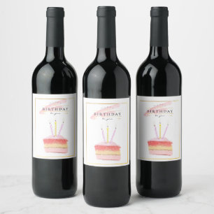 Rótulo De Garrafa De Cerveja Fatia de bolo de aniversário do Quadro de Ouros E