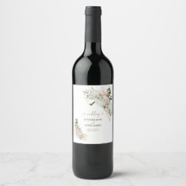 Rótulo De Garrafa De Cerveja Favor de casamento botânico boho verde e dourado