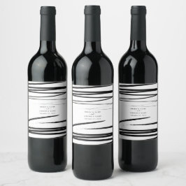 Rótulo De Garrafa De Cerveja Favor de Casamento do Abstrato Branco Negro Modern