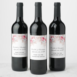 Rótulo De Garrafa De Cerveja Favor de casamento floral cor-de-rosa branco doura
