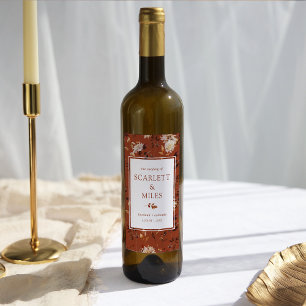 Rótulo De Garrafa De Cerveja Favor de Casamento Folhagem Terracota Copper Fall