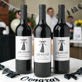 Rótulo De Garrafa De Cerveja Favor de Graduação Laço Preto com Borla