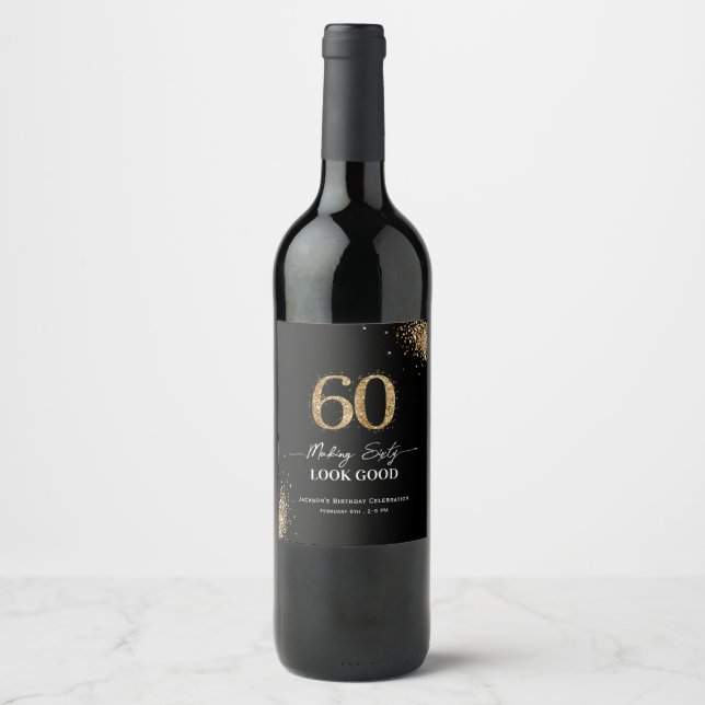 Rótulo De Garrafa De Cerveja Fazendo 60 Parecer Bom Brilho Aniversário  (Frente)