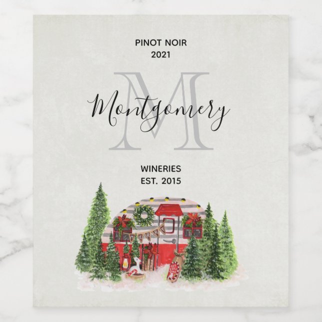 Rótulo De Garrafa De Cerveja Fazer de Vinho da Cena Rústica do Camper (Rótulo Único)