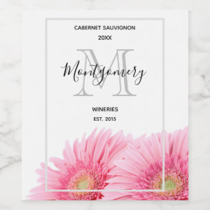 Rótulo De Garrafa De Cerveja Fazer Elegante de Vinho Fotográfico, Rosa Gerbera