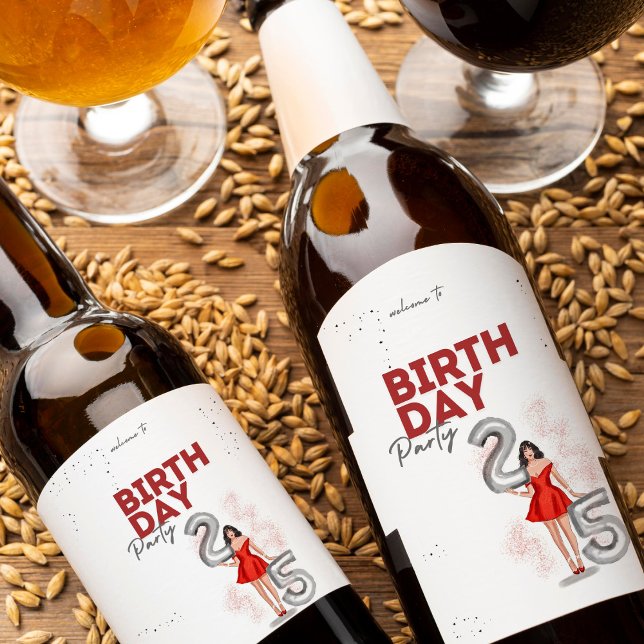 Rótulo De Garrafa De Cerveja Feliz 25, ilustração (Criador carregado)