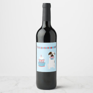 Rótulo De Garrafa De Cerveja Feliz 4 de julho Cachorro Vermelho Azul