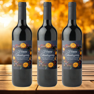 Rótulo De Garrafa De Cerveja Feliz Ação de Graças Custom Abóbora Coroa Moderno
