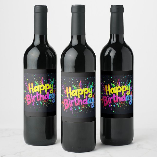 Rótulo De Garrafa De Cerveja Feliz Aniversário  (Happy Birthday Colorful wine labels!)
