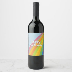 Rótulo De Garrafa De Cerveja Feliz Aniversário Arco-Íris Brilhante e Colorido