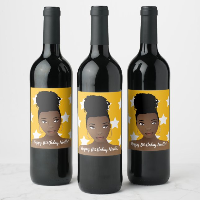 Rótulo De Garrafa De Cerveja Feliz aniversário! Beleza Natural, Estrelas Branca (Garrafas)