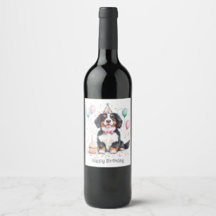 Rótulo De Garrafa De Cerveja Feliz Aniversário Bernese Mountain Dog