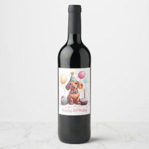 Rótulo De Garrafa De Cerveja Feliz Aniversário Cachorro Dachshund 