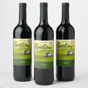Rótulo De Garrafa De Cerveja Feliz Aniversário de Golfe com bola de golfe e fe