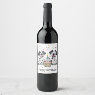 Rótulo De Garrafa De Cerveja Feliz Aniversário Grande Cupcake de Cães Dane