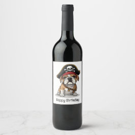 Rótulo De Garrafa De Cerveja Feliz Aniversário Pirata Inglês Crânio