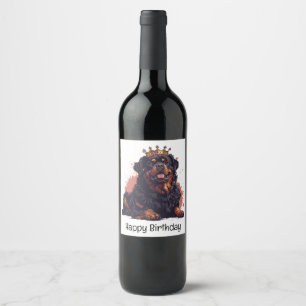 Rótulo De Garrafa De Cerveja Feliz Aniversário Real Rottweiler Cachorro Rainha