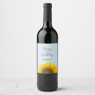 Rótulo De Garrafa De Cerveja Feliz aniversário, Sunflower Elegant