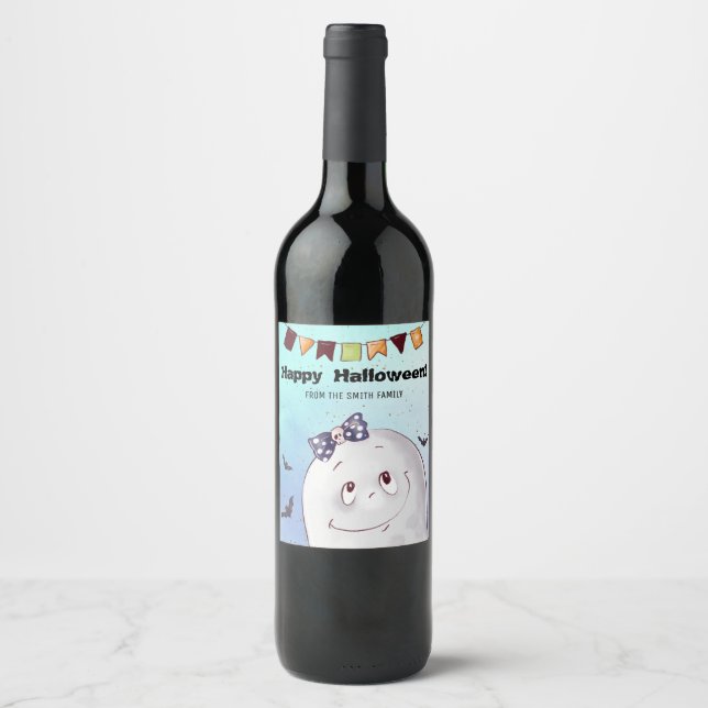 Rótulo De Garrafa De Cerveja Feliz Dia das Bruxas Ghost (Frente)