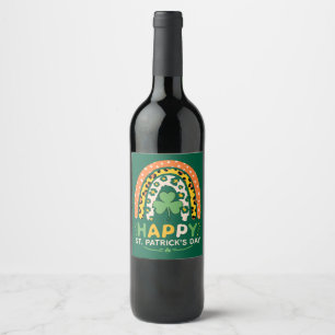 Rótulo De Garrafa De Cerveja Feliz Dia de São Patrício Leopardo Arco-íris Fofo