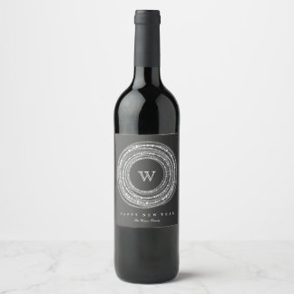 Rótulo De Garrafa De Cerveja Feliz E Círculos Brilhantes Monogramas Feriado