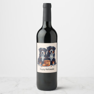 Rótulo De Garrafa De Cerveja Feliz Halloween Bernarês Cães de Montanha Pumpkin