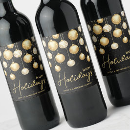 Rótulo De Garrafa De Cerveja Feliz Natal Adornos de Natal Dourados Preto