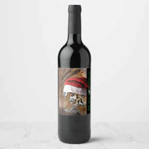 Rótulo De Garrafa De Cerveja Feliz Natal Bengala Tiger
