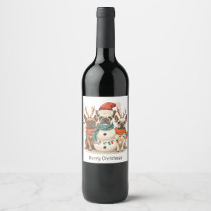 Rótulo De Garrafa De Cerveja Feliz Natal - Cães-Rebelde Franceses