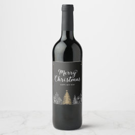 Rótulo De Garrafa De Cerveja Feliz Natal Caligrafia Rótulo de Feriado