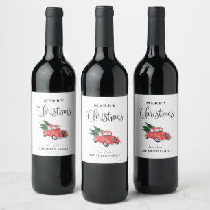 Rótulo De Garrafa De Cerveja Feliz Natal - Caminhão vermelho