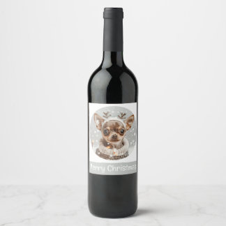 Rótulo De Garrafa De Cerveja Feliz Natal Chihuahua Reindeer Dog