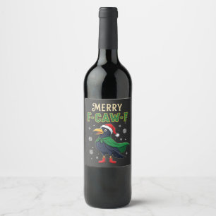 Rótulo De Garrafa De Cerveja Feliz Natal Corvo Papai Noel Engraçado