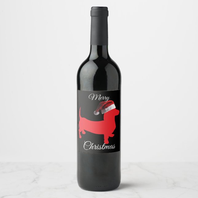 Rótulo De Garrafa De Cerveja Feliz Natal Dachshund (Frente)