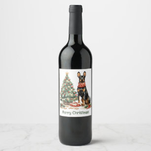 Rótulo De Garrafa De Cerveja Feliz Natal Dobermann Dogs