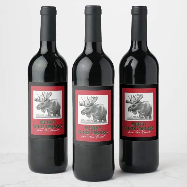 Rótulo De Garrafa De Cerveja Feliz Natal MOOSE (Garrafas)