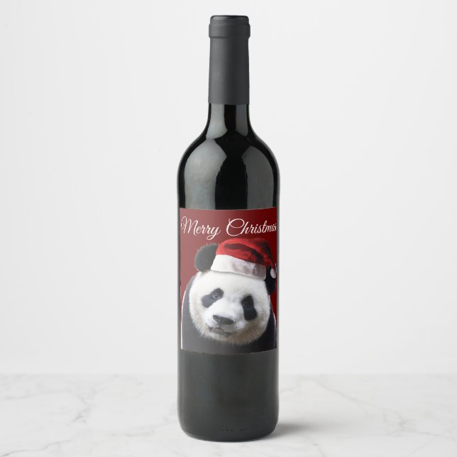 Rótulo De Garrafa De Cerveja Feliz Natal Panda Bear (Frente)