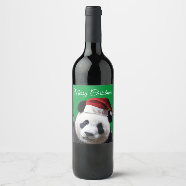 Rótulo De Garrafa De Cerveja Feliz Natal Panda Bear (Frente)