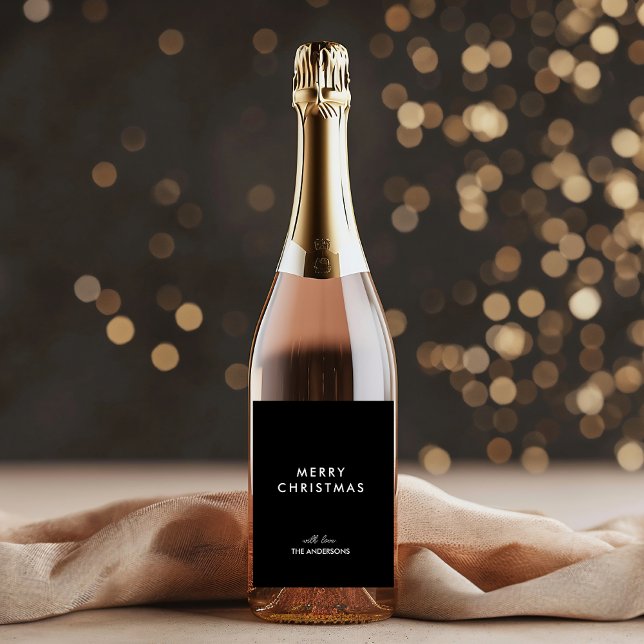 Rótulo De Garrafa De Cerveja Feliz Natal personalizado negro | Nome personaliza (Criador carregado)