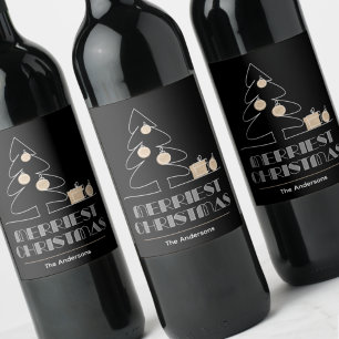 Rótulo De Garrafa De Cerveja Feliz Natal Retro Tipografia Preta